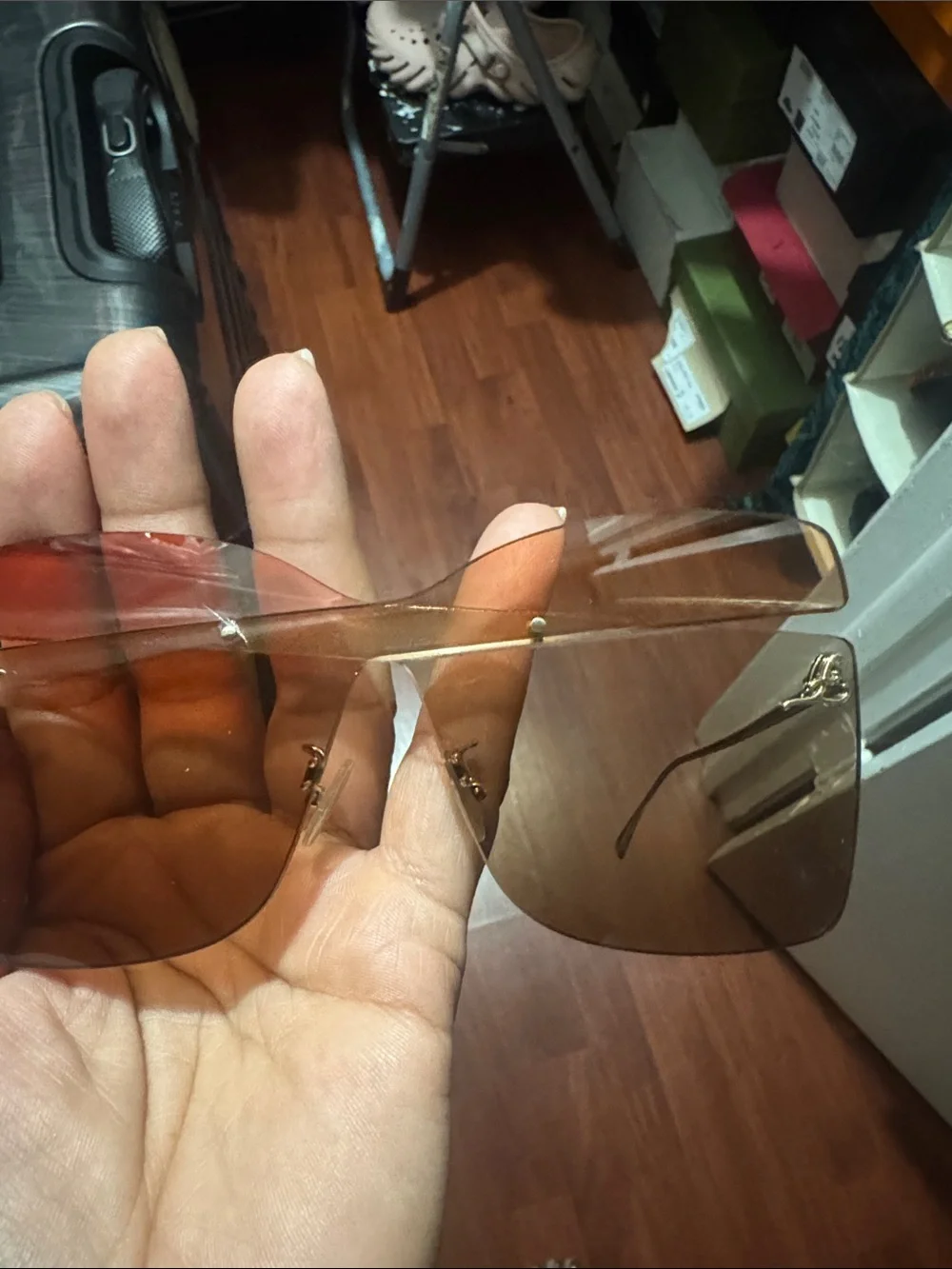 Fendi Rimless Shield Sunglasses - Pink/Brown Gradient Lenses